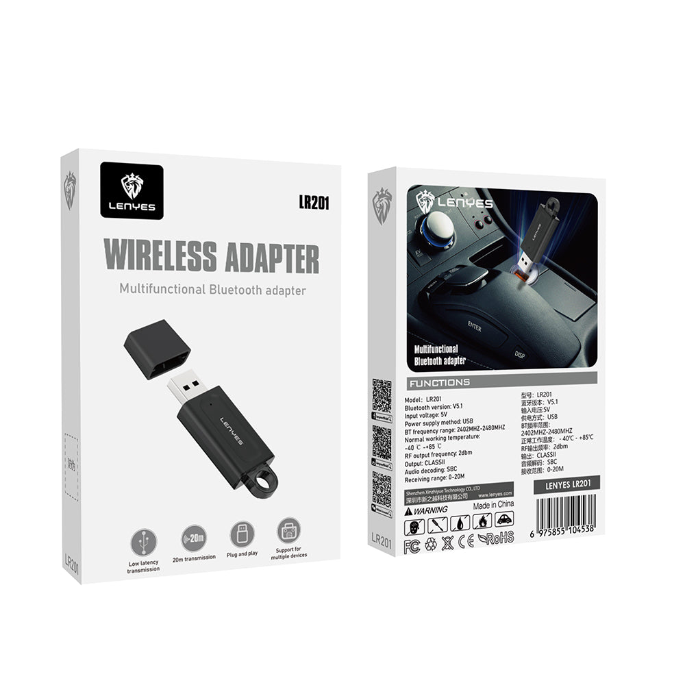 Lenyes LR201 USB Bluetooth 5.1 Wireless Transmitter Adaptör Lenyes LR201 USB Bluetooth 5.1 Wireless Transmitter Adaptör